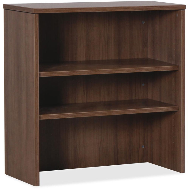 Lorell Essentials Series Stack-on Bookshelf - 36" x 15"36" - 2 Shelve(s) - Material: MFC, Polyvinyl Chloride (PVC) - Finish: Walnut, Laminate - Stackable - For Office, Book, Binder, Display Screen