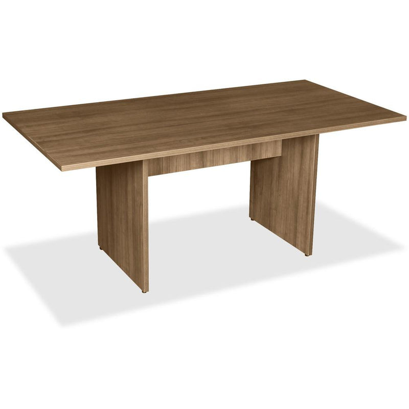 Lorell Essentials Rectangular Modular Conference Table - 1" Table Top, 0" Edge, 70.9" x 35.4"29" - Material: MFC, Polyvinyl Chloride (PVC) - Finish: Walnut Laminate - Modesty Panel, Adjustable Foot Gl