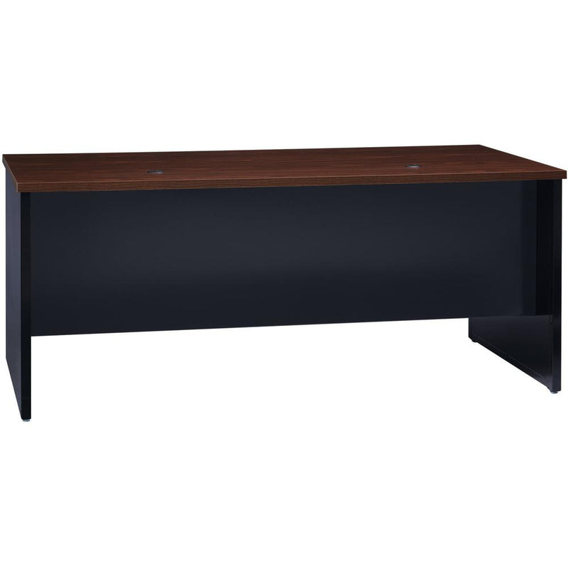 Lorell Walnut Laminate Commercial Steel Desk Series Pedestal Desk - 2-Drawer - 72" x 36" , 1.1" Top - 2 x Box, File Drawer(s) - Single Pedestal on Left Side - Material: Steel - Finish: Walnut Laminate