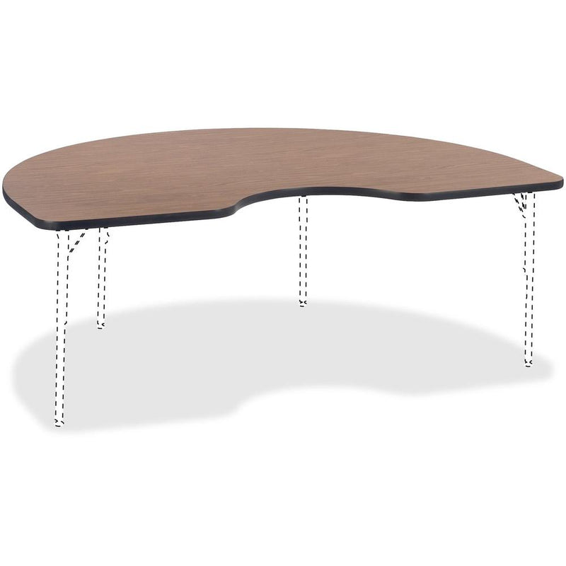 Lorell Classroom Activity Tabletop - High Pressure Laminate (HPL) Kidney-shaped, Medium Oak Top - 72" Table Top Width x 48" Table Top Depth x 1.13" Table Top Thickness - 1 Each