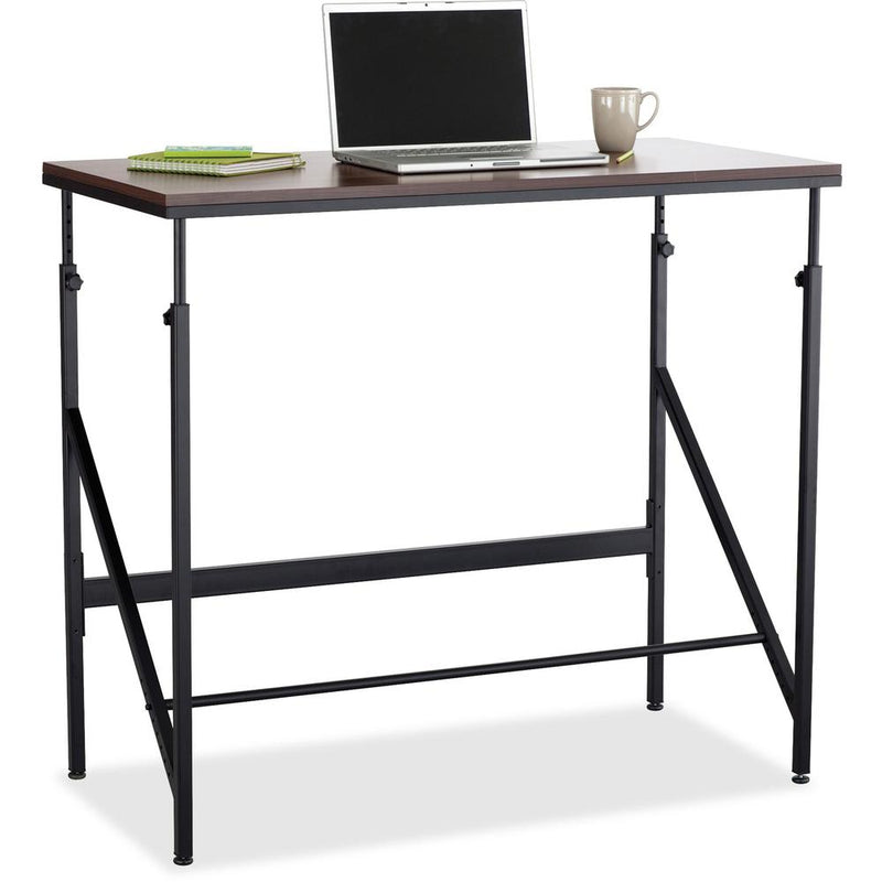 Safco Laminate Tabletop Standing-Height Desk - For - Table TopMelamine Laminate Rectangle, Walnut Top - Powder Coated Base - Adjustable Height - 38" to 50" Adjustment x 48" Table Top Width x 24" Table