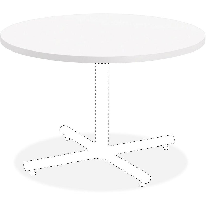 Lorell Hospitality Collection Tabletop - High Pressure Laminate (HPL) Round, White Top - 1.25" Table Top Thickness x 36" Table Top Diameter - Assembly Required - Thermofused Laminate (TFL), Particlebo