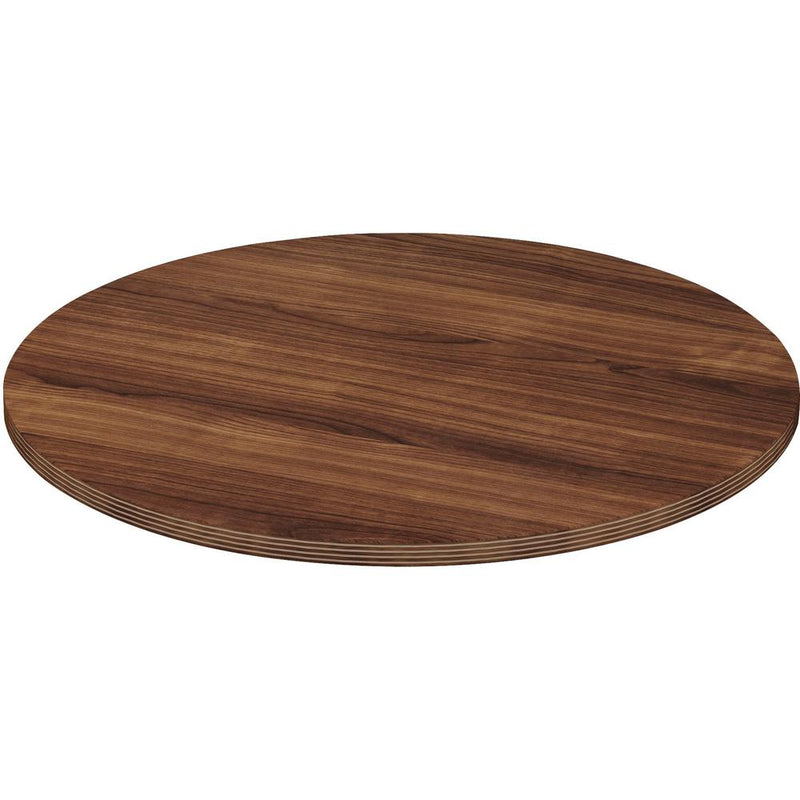 Lorell Chateau Series Round Conference Tabletop - 1.4"48" , 0.1" Edge - Reeded Edge - Finish: Walnut Laminate