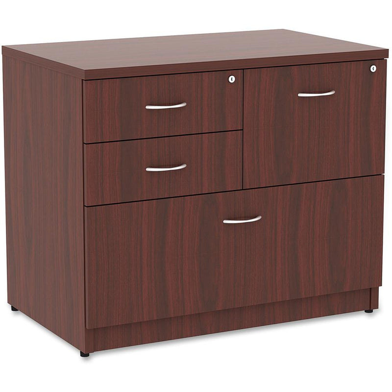 Lorell Essentials Series Box/Box/File Lateral File - 1" Side Panel, 0.1" Edge, 35.5" x 22"29.5" Lateral File - 4 x Box, File Drawer(s) - Mahogany Laminate Table Top - Versatile, Ball Bearing Glide, Dr