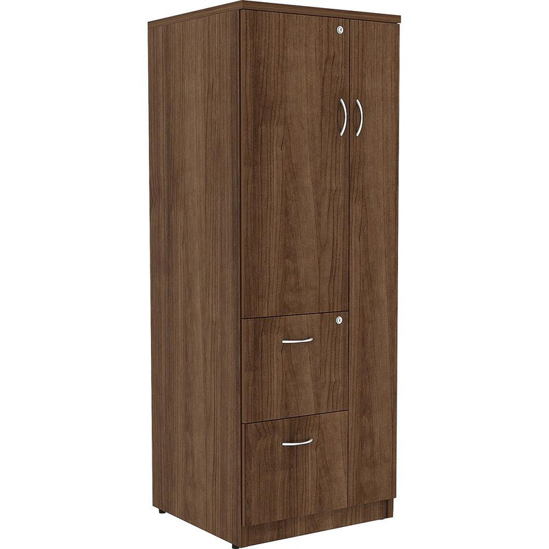 Lorell Essentials/Revelance Tall Storage Cabinet - 23.6" x 23.6"65.6" Cabinet, 0.5" Compartment - 2 x Storage Drawer(s) - 1 Door(s) - Finish: Walnut, Laminate