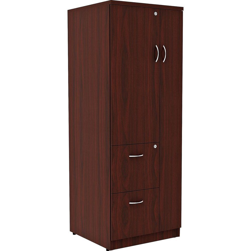 Lorell Essentials/Revelance Tall Storage Cabinet - 23.6" x 23.6"65.6" Cabinet, 0.5" Compartment - 2 x Storage Drawer(s) - 1 Door(s) - Finish: Mahogany, Laminate