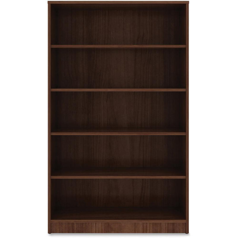 Lorell Laminate Bookcase - 0.8" Shelf, 36" x 12"60" - 5 Shelve(s) - 4 Adjustable Shelf(ves) - Square Edge - Material: Thermofused Laminate (TFL) - Finish: Walnut