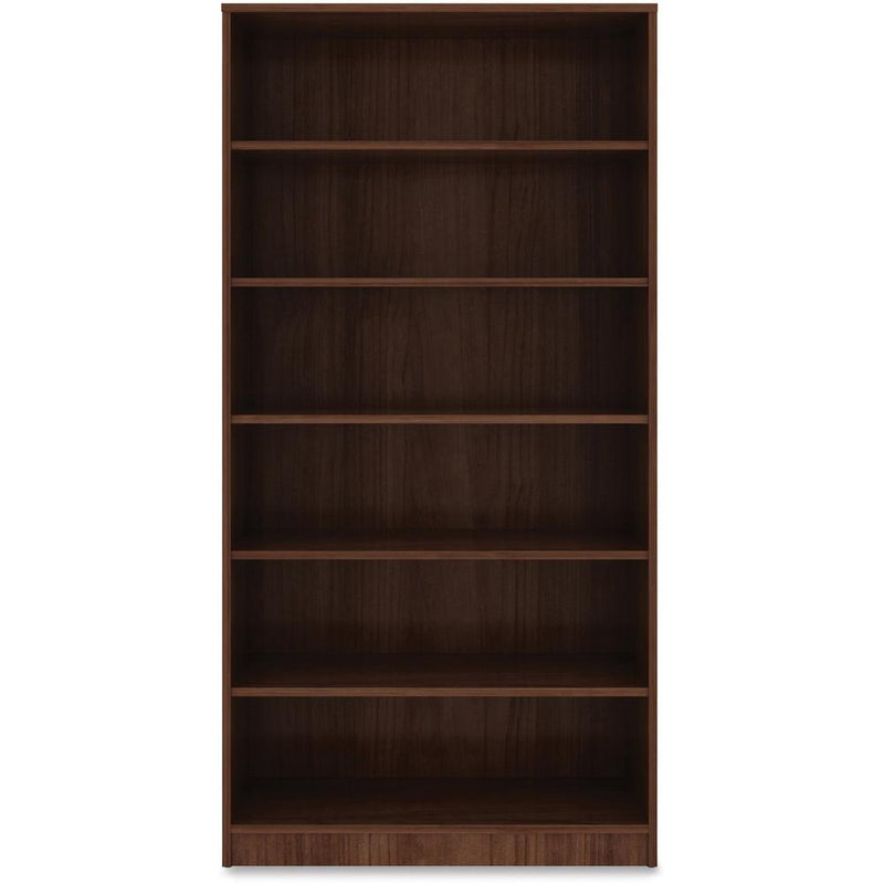 Lorell Laminate Bookcase - 6 Shelf(ves) - 72" Height x 36" Width x 12" Depth - Sturdy, Adjustable Feet, Adjustable Shelf - Thermofused Laminate (TFL) - Walnut - Laminate - 1 Each