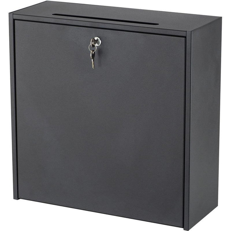 Safco Wall-mounted Inter-department Locking Mailbox - 12" Height - External Dimensions: 18" Width x 7.3" Depth x 18" Height - Hinged Closure - Steel - Black - For Letter, Document, Envelope, Memo, CD-