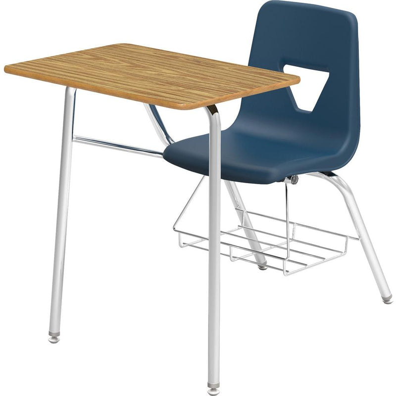 Lorell Student Chair/Desk Combo Desks - Medium Oak Rectangle, High Pressure Laminate (HPL) Top - Four Leg Base - 4 Legs - 24" Table Top Width x 18" Table Top Depth - 31" Height - Navy - Polypropylene