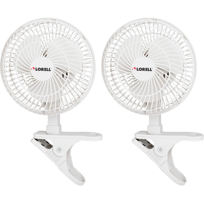 Lorell Clip-On Personal Fans - 152.4 mm Diameter - 2 Speed - Adjustable Tilt Head - 9.5  Height x 7.9  Width x 6  Depth - White