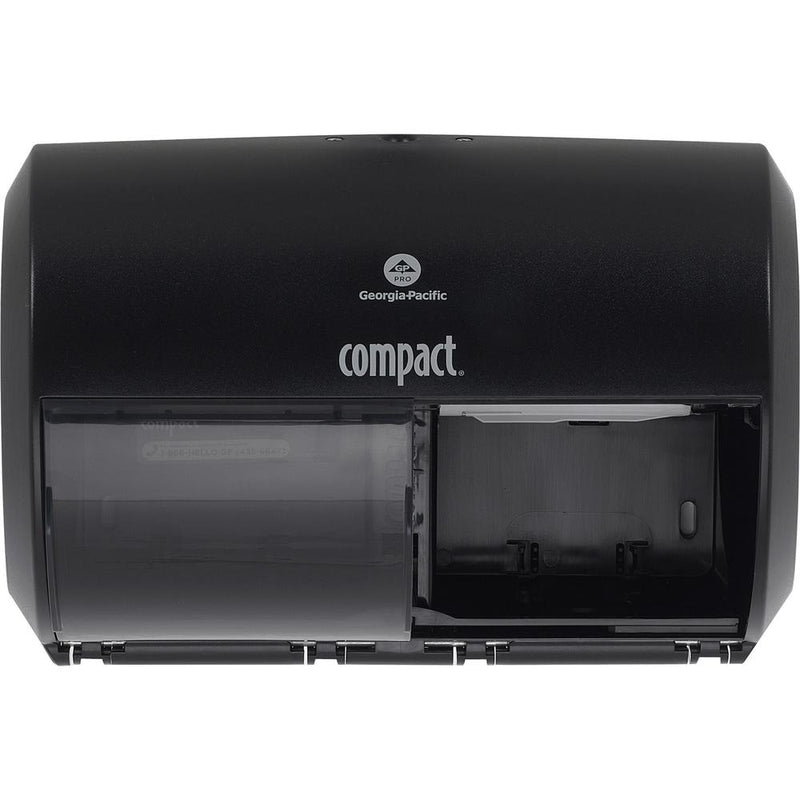 Compact 2-Roll Side-by-Side Coreless High-Capacity Toilet Paper Dispenser - 2000 x Sheet - 7.1  Height x 10.1  Width x 6.8  Depth - Black - Lockable - 1 Each