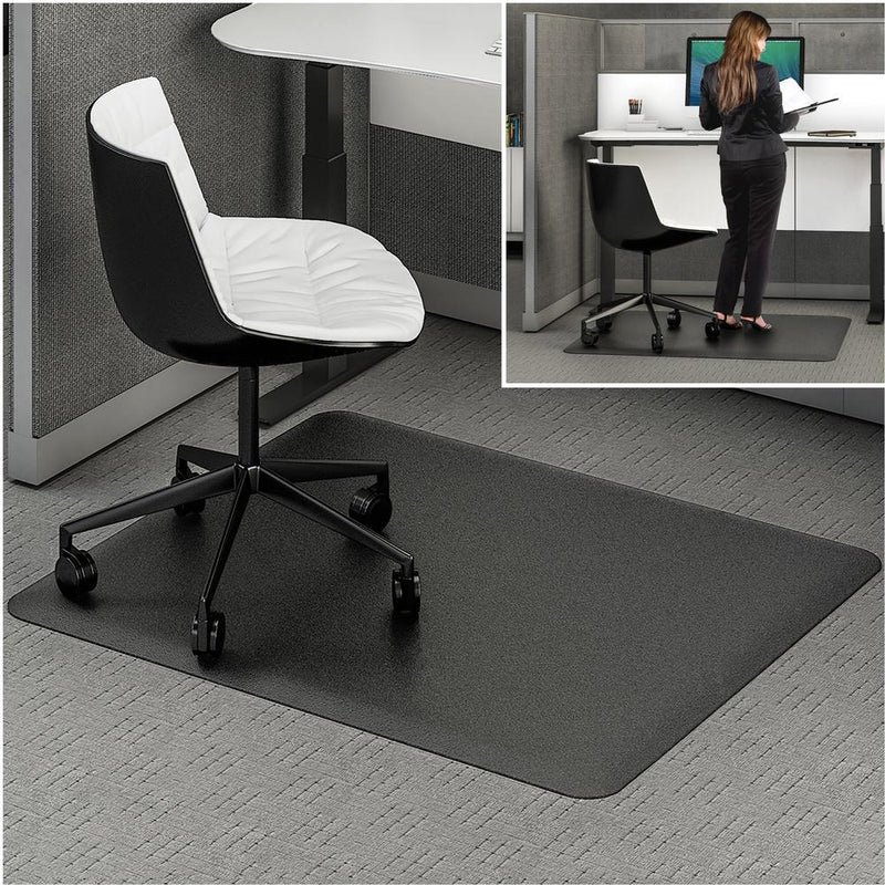 Deflecto Ergonomic Sit-Stand Chair Mat for Multi-surface - Workstation - 53  Length x 45  Width x 0.800  Depth - Rectangular - Foam - Black - 1Each