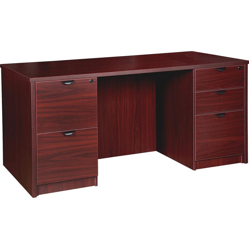 Lorell Prominence 2.0 Double-Pedestal Desk - 1" Top, 60" x 30"29" - 5 x File, Box Drawer(s) - Double Pedestal on Left/Right Side - Band Edge - Material: Particleboard - Finish: Mahogany Laminate, Ther