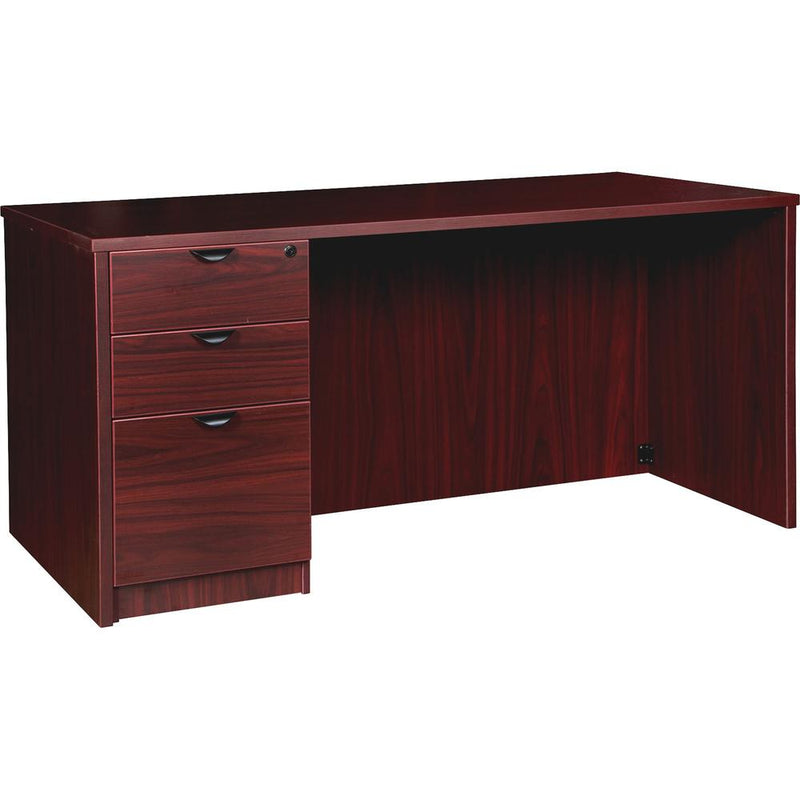 Lorell Prominence 2.0 Left-Pedestal Desk - 1" Top, 60" x 30"29" - 3 x File, Box Drawer(s) - Single Pedestal on Left Side - Band Edge - Material: Particleboard - Finish: Mahogany Laminate, Thermofused