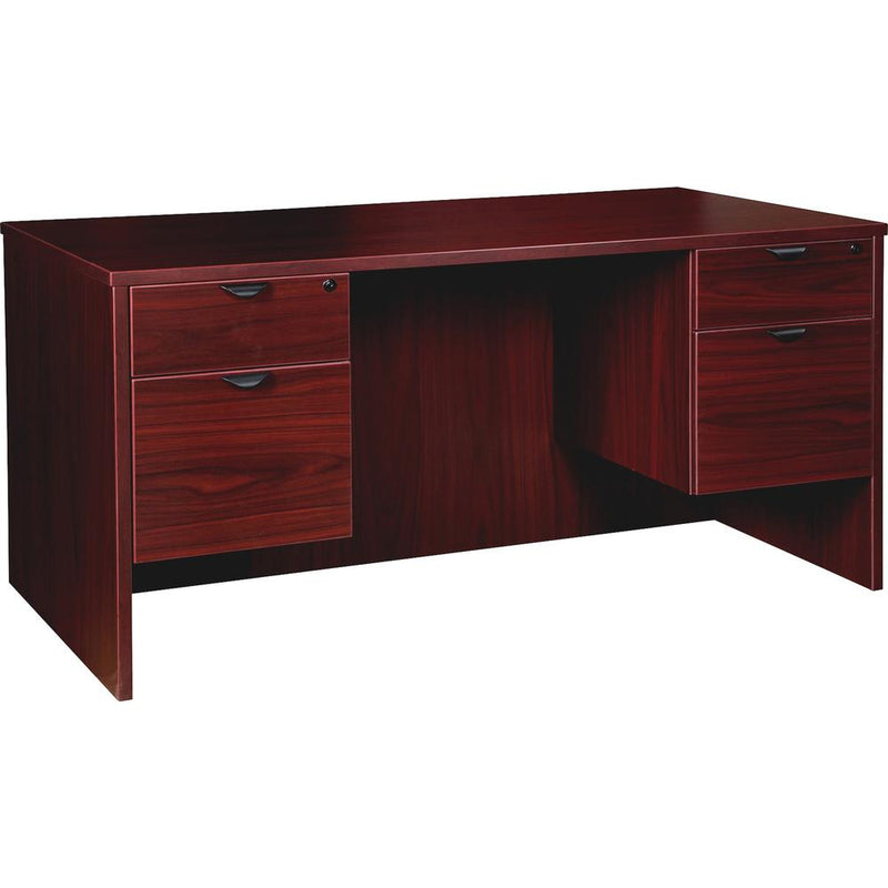 Lorell Prominence 2.0 3/4 Double-Pedestal Desk - 1" Top, 60" x 30"29" - 2 x File, Box Drawer(s) - Double Pedestal on Left/Right Side - Band Edge - Material: Particleboard - Finish: Mahogany Laminate,