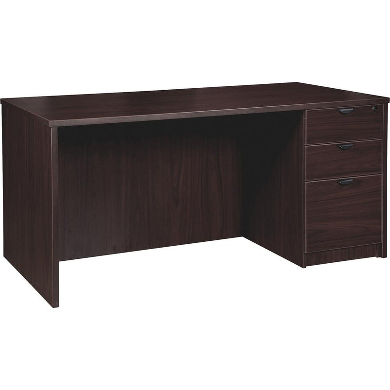 Lorell Prominence 2.0 3/4 Double-Pedestal Desk - 1" Top, 60" x 30"29" - 3 x File, Box Drawer(s) - Single Pedestal on Right Side - Band Edge - Material: Particleboard - Finish: Espresso Laminate, Therm