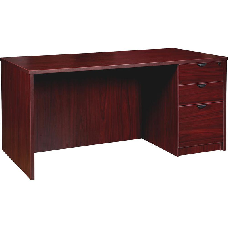 Lorell Prominence 2.0 Right-Pedestal Desk - 1" Top, 60" x 30"29" - 3 x File, Box Drawer(s) - Single Pedestal on Right Side - Band Edge - Material: Particleboard - Finish: Mahogany Laminate, Thermofuse