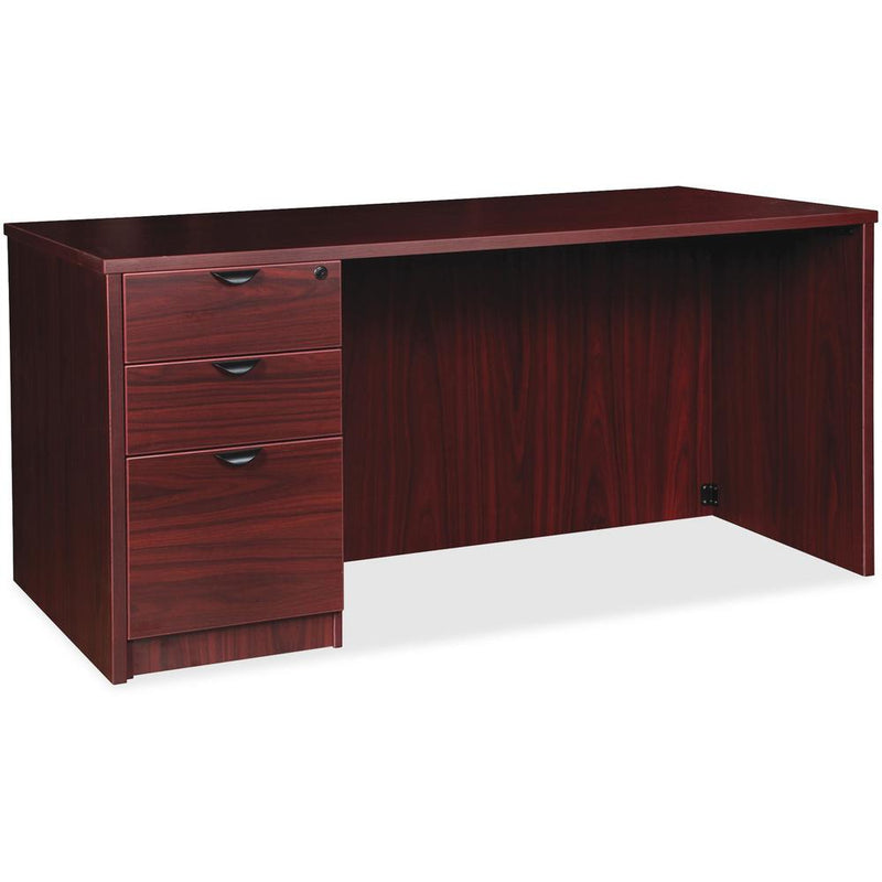 Lorell Prominence 2.0 Left-Pedestal Desk - 1" Top, 72" x 36"29" - 3 x File, Box Drawer(s) - Single Pedestal on Left Side - Band Edge - Material: Particleboard - Finish: Mahogany Laminate, Thermofused