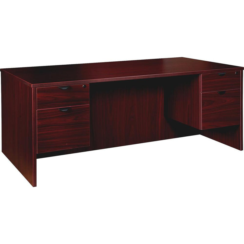 Lorell Prominence 2.0 Mahogany Laminate Double-Pedestal Desk - 2-Drawer - 1" Top, 72" x 36"29" - 2 x File, Box Drawer(s) - Double Pedestal - Band Edge - Material: Particleboard - Finish: Mahogany Lami