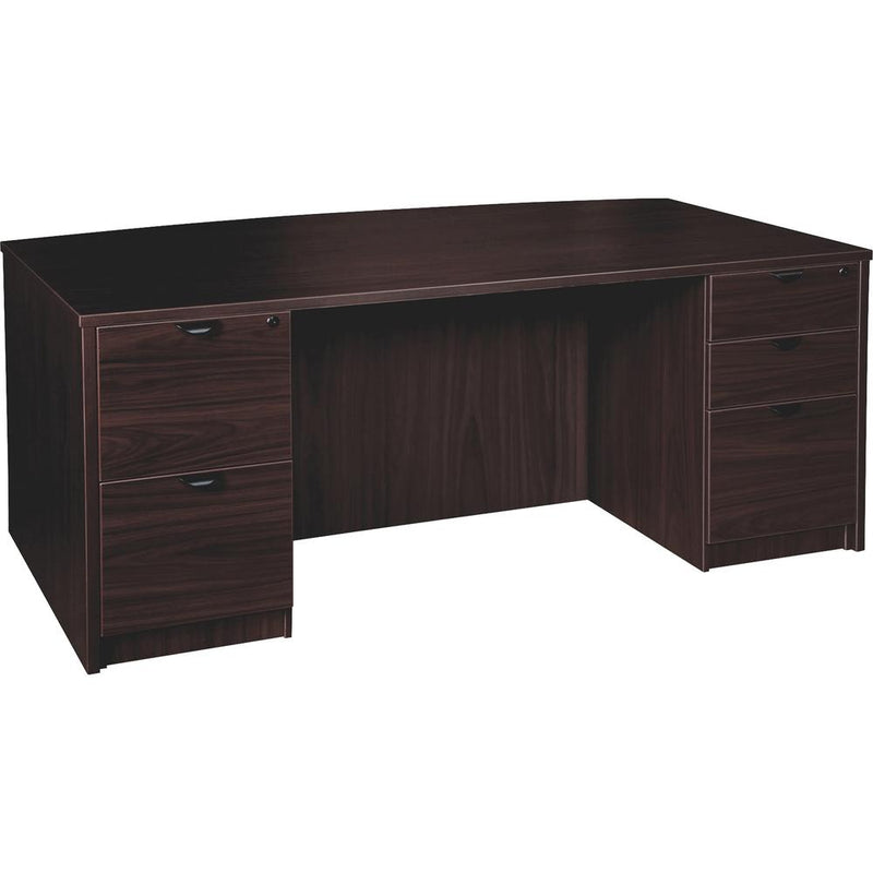 Lorell Prominence 2.0 Bowfront Double-Pedestal Desk - 1" Top, 72" x 42"29" - 5 x File, Box Drawer(s) - Double Pedestal - Band Edge - Material: Particleboard - Finish: Espresso Laminate, Thermofused Me