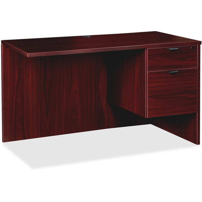 Lorell Prominence 2.0 Right Return - 42" x 24"29" , 1" Top - 2 x File, Box Drawer(s) - Single Pedestal on Right Side - Band Edge - Material: Particleboard - Finish: Mahogany Laminate, Thermofused Mela