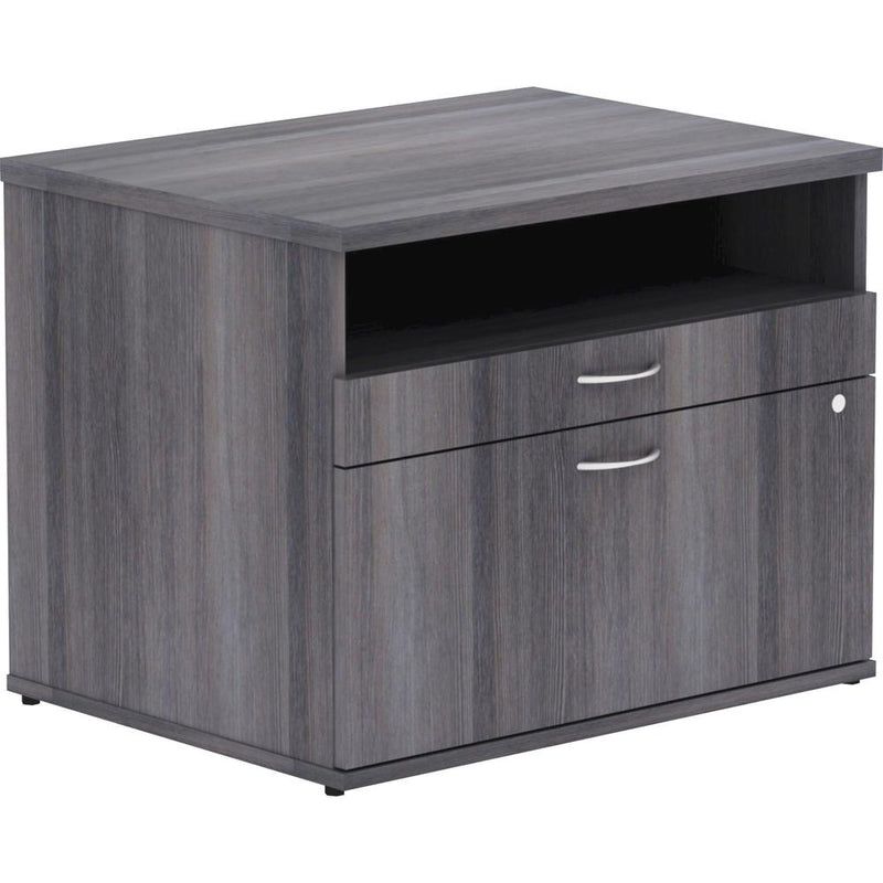 Lorell Relevance Series 2-Drawer File Cabinet Credenza w/Open Shelf - 29.5" x 22"23.1" - 2 x File Drawer(s) - 1 Shelve(s) - Finish: Charcoal, Laminate