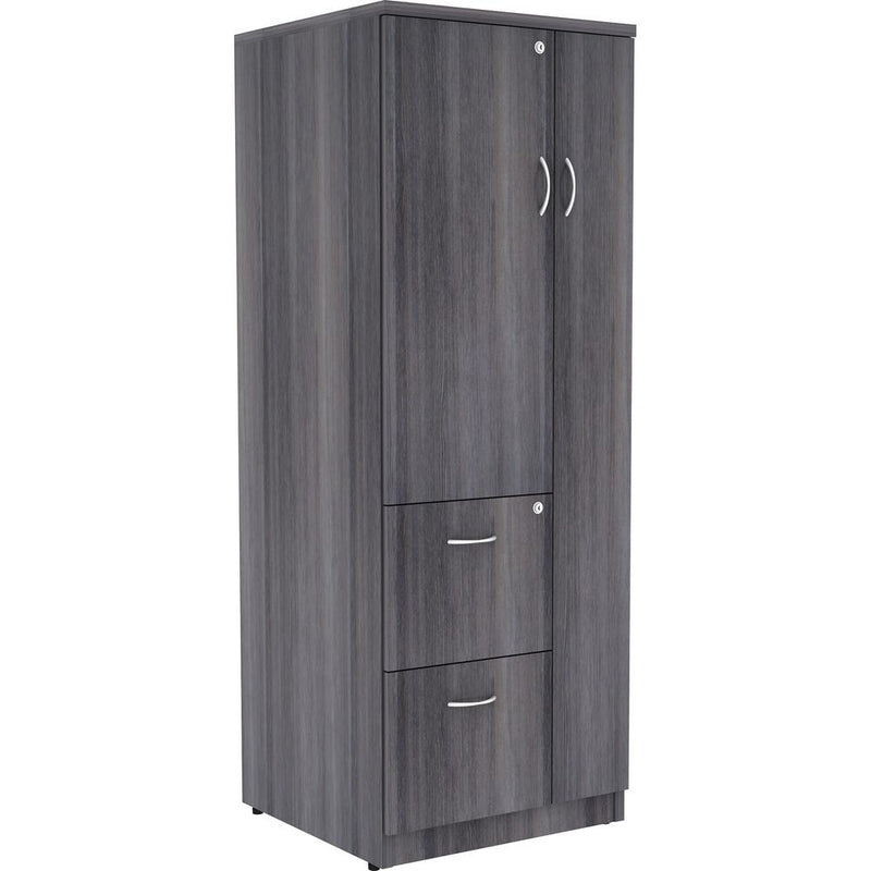 Lorell Essentials/Revelance Tall Storage Cabinet - 23.6" x 23.6"65.6" - 2 Drawer(s) - 2 Shelve(s) - Material: Medium Density Fiberboard (MDF), Particleboard - Finish: Weathered Charcoal - Abrasion Res