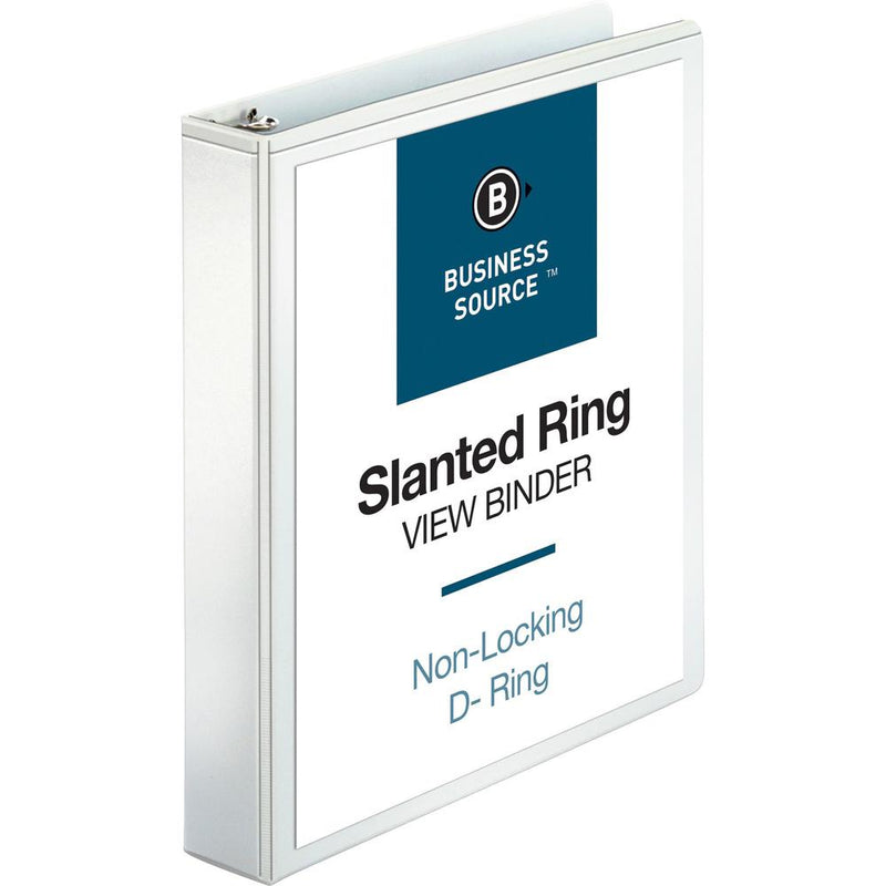 Business Source Basic D-Ring View Binders - 1 1/2  Binder Capacity - Letter - 8 1/2  x 11  Sheet Size - 375 Sheet Capacity - 3 x Slant D-Ring Fastener(s) - Internal Pocket(s) - Chipboard, Polypropylen