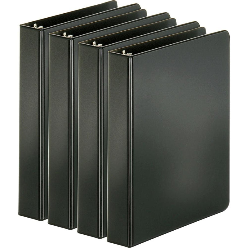 Business Source Basic Round Ring Binders - 1  Binder Capacity - 240 Sheet Capacity - 3 x Round Ring Fastener(s) - Inside Front & Back Pocket(s) - Chipboard, Polypropylene - Black - Exposed Rivet, Stur