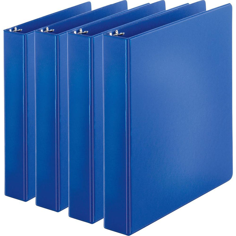 Business Source Basic Round Ring Binders - 1 1/2  Binder Capacity - Letter - 8 1/2  x 11  Sheet Size - 350 Sheet Capacity - 3 x Round Ring Fastener(s) - Internal Pocket(s) - Chipboard, Polypropylene -