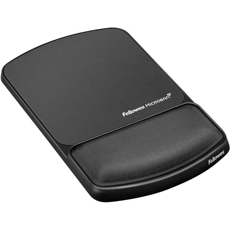 Fellowes Mouse Pad / Wrist Support with Microban&reg; Protection - 0.88  x 6.75  x 10.13  Dimension - Graphite - Polyester, Gel - Wear Resistant, Tear Resistant, Skid Proof - 1 Pack