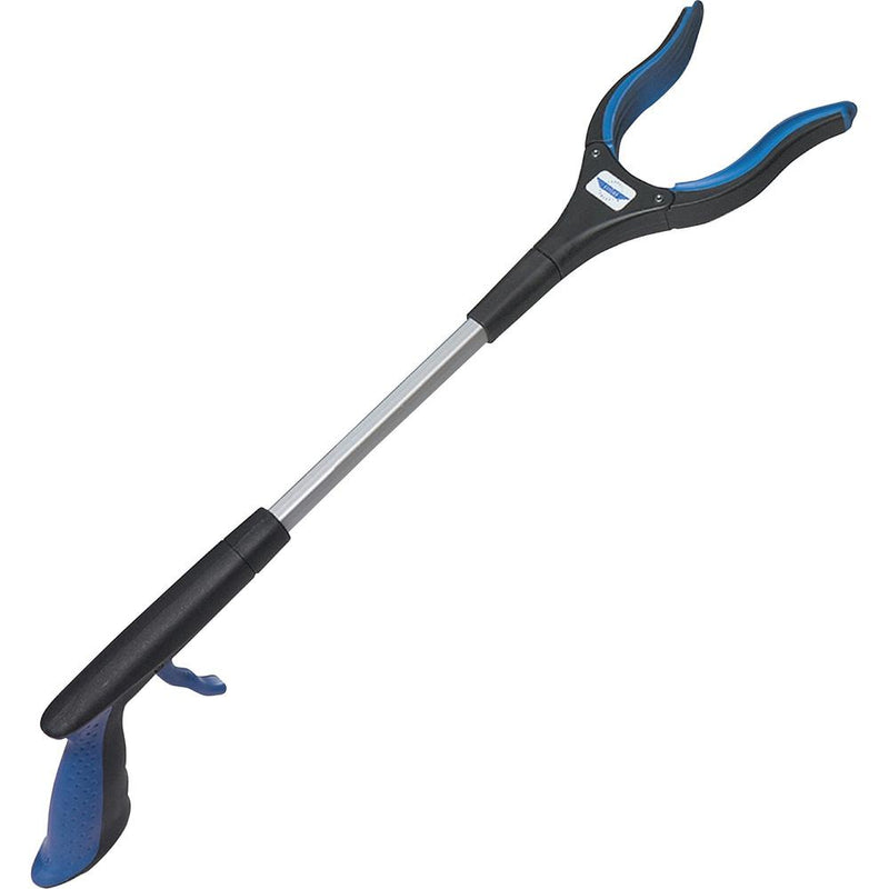 Ettore Grip 'n Grab Multipurpose Pickup Tool - 16  Reach - Articulating Head, Rust Proof, Comfortable Handle, Lightweight - Rubber, Aluminum, Plastic - Blue - 1 Each