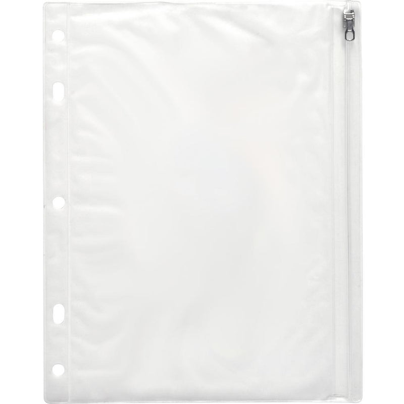 Business Source Punched Economy Binder Pocket - 10  Height x 8  Width - 7 x Holes - Ring Binder - Clear - Plastic - 24 / Box