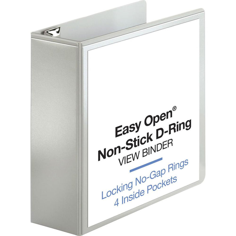 Business Source Locking D-Ring View Binder - 4  Binder Capacity - Letter - 8 1/2  x 11  Sheet Size - 775 Sheet Capacity - D-Ring Fastener(s) - 4 Inside Front & Back Pocket(s) - Polypropylene, Chipboar