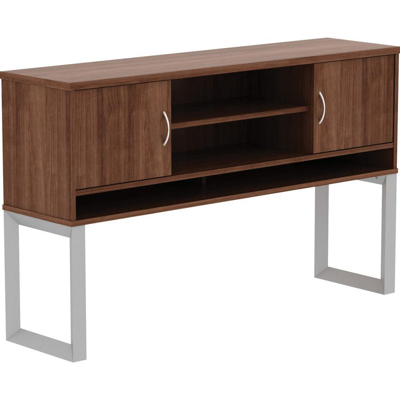 Lorell Relevance Series Freestanding Hutch - 59" x 15"36" - 3 Shelve(s) - Finish: Walnut Laminate