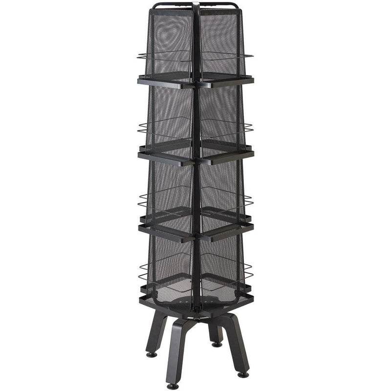 Safco Onyx Mesh Rotating Magazine Stand - 16 Pocket(s) - 58.6  Height x 18.3  Width x 18.3  DepthFloor - 28% Recycled - Black - Steel, Polyvinyl Chloride (PVC) - 1 Each