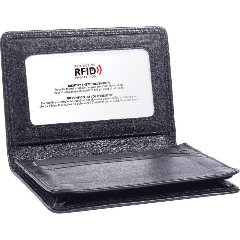 Swiss Mobility Carrying Case Business Card, License - Black - Leather Body - 0.8  Height x 3  Width x 4  Depth - 1 Each