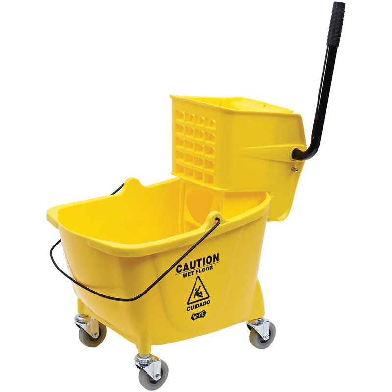 Genuine Joe 35-quart Side Press Mop Bucket & Wringer Combo - 8.75 gal - Caster - 21  x 16  x 14  - Yellow - 18 / Pallet