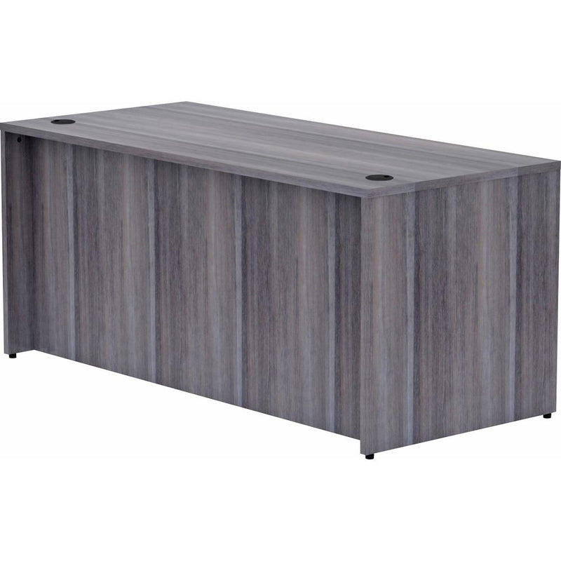 Lorell Essentials Series Rectangular Desk Shell - 66" x 30"29.5" , 1" Top - Laminate, Weathered Charcoal Table Top - Grommet