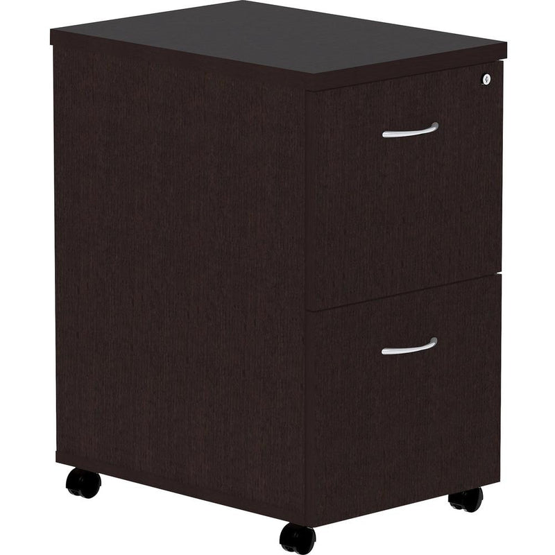 Lorell Essentials Series File/File Mobile File Cabinet - 16" x 22" x 28.3" Pedestal - Finish: Espresso, Silver Brush