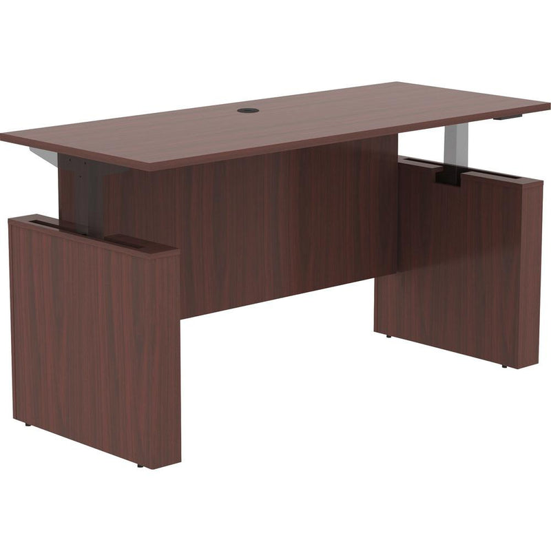 Lorell Essentials Series Sit-to-Stand Desk Shell - 0.1" Top, 1" Edge, 72" x 29"49" - Finish: Mahogany - Laminate Table Top