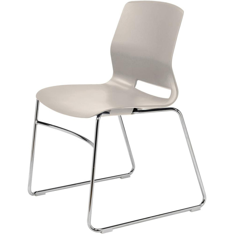 KFI Swey Collection Sled Base Chair - Moonbeam Polypropylene Seat - Moonbeam Polypropylene Back - Silver Stainless Steel Frame - Sled Base - 1 Each