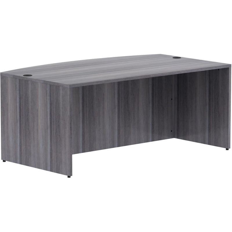 Lorell Essentials Series Bowfront Desk Shell - 72" x 41.4"29.5" Desk Shell, 1" Top - Bow Front Edge - Finish: Weathered Charcoal Laminate