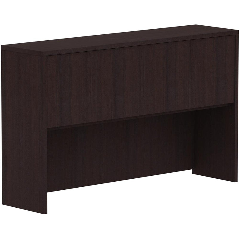 Lorell Essentials Series Stack-on Hutch with Doors - 60" x 15"36" - 4 Door(s) - Finish: Espresso Laminate