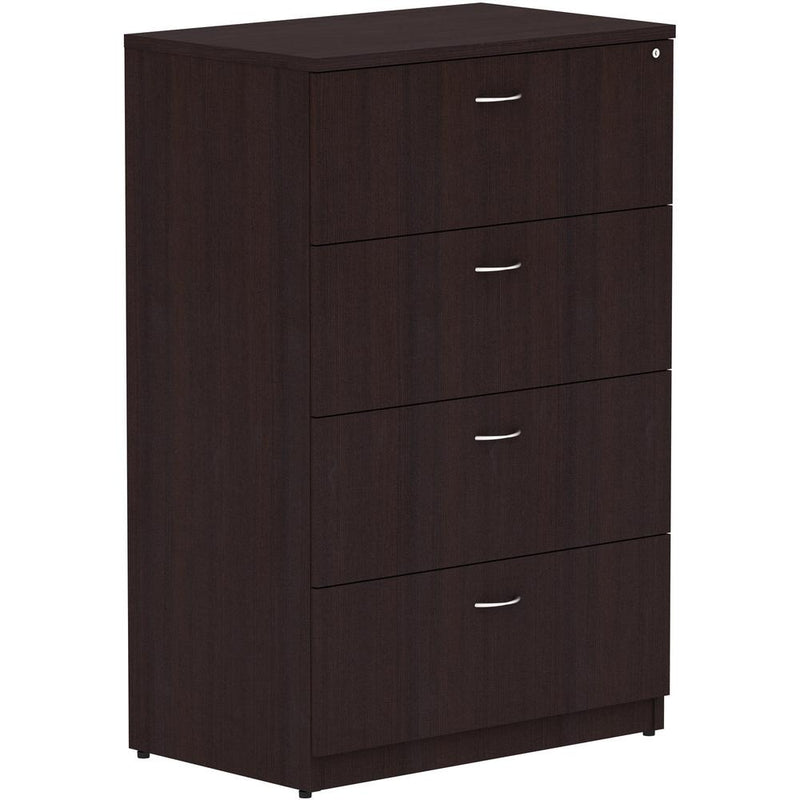 Lorell Essentials Series 4-Drawer Lateral File - 35.5" x 22"54.8" Lateral File, 1" Top - 4 x File Drawer(s) - Finish: Espresso Laminate