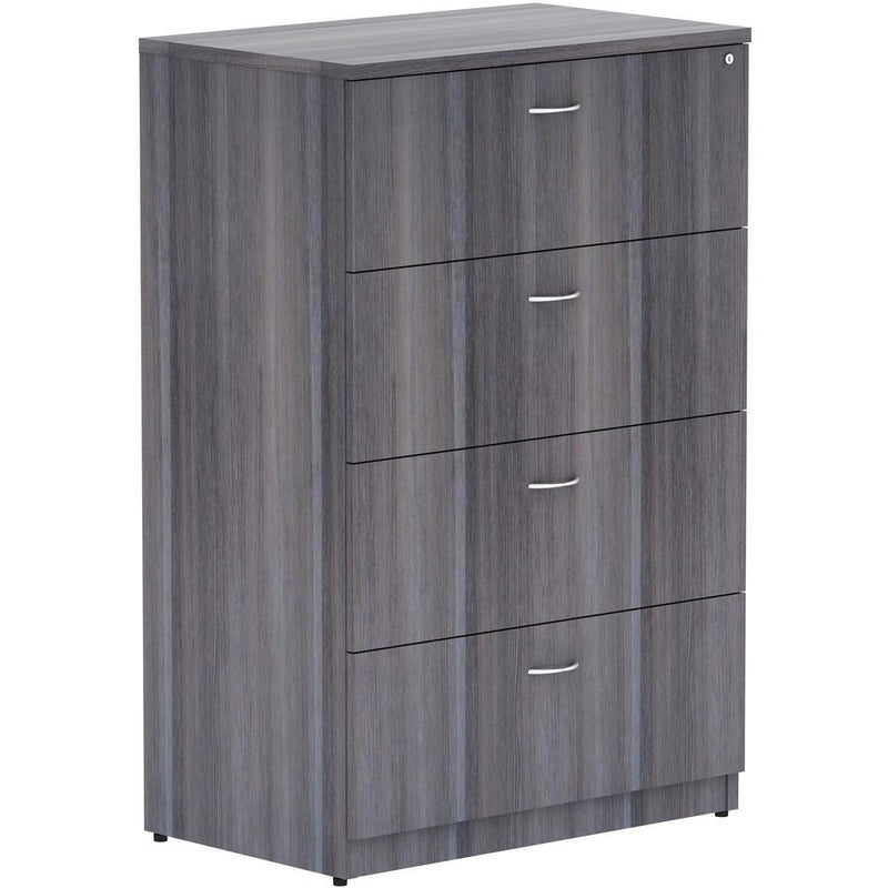 Lorell Essentials Series 4-Drawer Lateral File - 35.5" x 22"54.8" Lateral File, 1" Top - 4 x File Drawer(s) - Finish: Weathered Charcoal Laminate