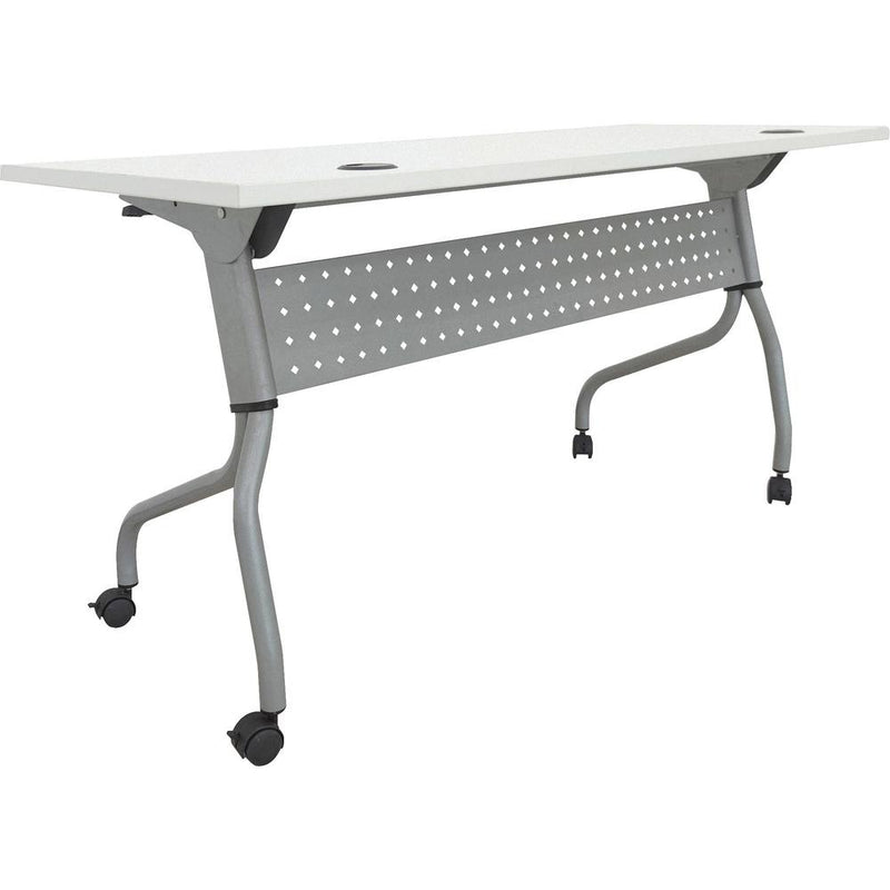 Lorell Flip Top Training Table - White Top - Silver Base - 4 Legs - 23.60" Table Top Length x 60" Table Top Width - 29.50" HeightAssembly Required - Melamine Top Material - 1 Each