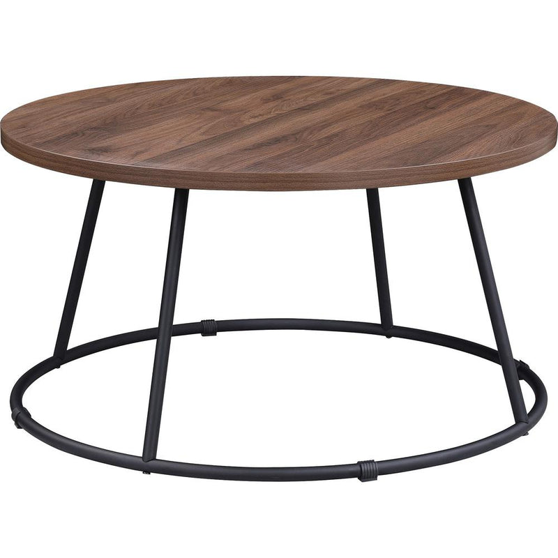 Lorell Accession Coffee Table - Walnut Round Top - Powder Coated Four Leg Base - 4 Legs - 200 lb Capacity x 1" Table Top Thickness x 31.50" Table Top Diameter - 16.75" Height - Assembly Required - Lam