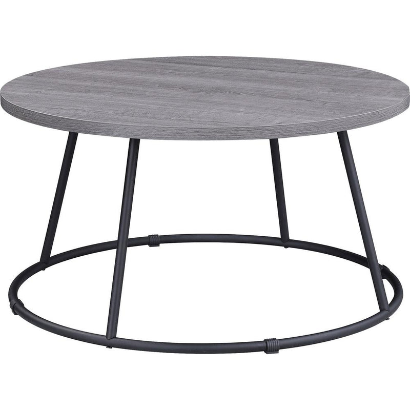 Lorell Accession Coffee Table - Round Top - Powder Coated Four Leg Base - 4 Legs - 200 lb Capacity x 1" Table Top Thickness x 31.50" Table Top Diameter - 16.75" Height - Assembly Required - Weathered